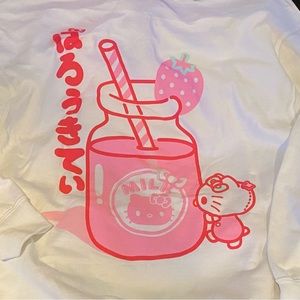Adult Sanrio Hello Kitty Strawberry Milk White Hoodie Size Medium  🍓🥛